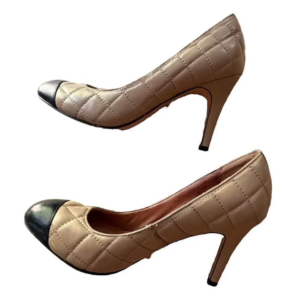 Corso Como Black & Tan Leather Quilted Spectator Pumps Sz 7.5